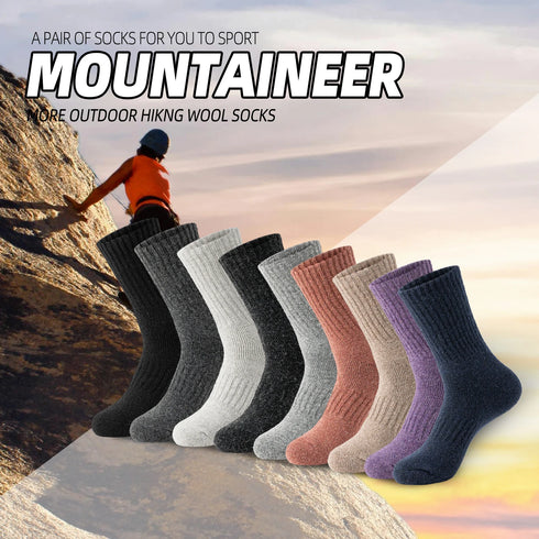 5 Pairs Merino Wool Knee-High Socks for Men & Women - Cashmere Blend, Thick Warm Knit Boot Socks for Winter