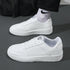 White Leather Sneakers for Men-Casual Lightweight Flat Shoes