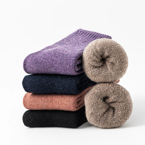 5 Pairs Merino Wool Knee-High Socks for Men & Women - Cashmere Blend, Thick Warm Knit Boot Socks for Winter