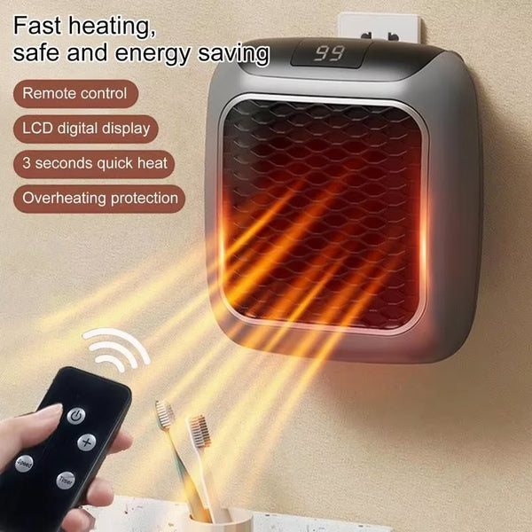 800W Wall-Mounted Space Heater with Adjustable Thermostat and Remote Control