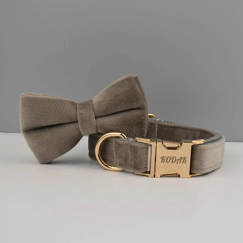 Luxury Personalized Dog Collar - Harness & Leash Set with Custom Logo & Detachable Bow Tie