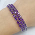Elegant Natural Amethyst Bracelet – 3x5mm Stones, 925 Sterling Silver, Perfect Wedding Gift
