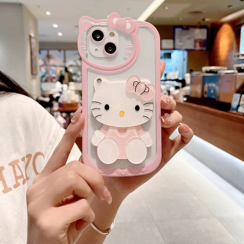 Sanrio Hello Kitty Kawaii Mirror Bumper Case | Y2K Cartoon Design for iPhone 16-7 Plus Models