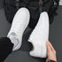 White Leather Sneakers for Men-Casual Lightweight Flat Shoes