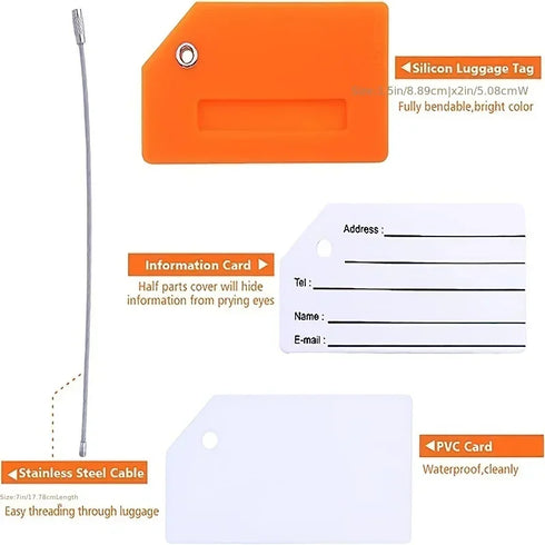 2pcs Name ID Card Silicone Travel Luggage Tag Suitcase Travel Accessories Quickly Discover Luggage Tag Name Baggage Information