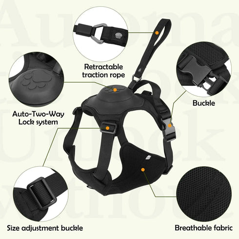 2 in 1 No Pull Dog Harness with Retractable Leash - Adjustable Breathable Dog Vest