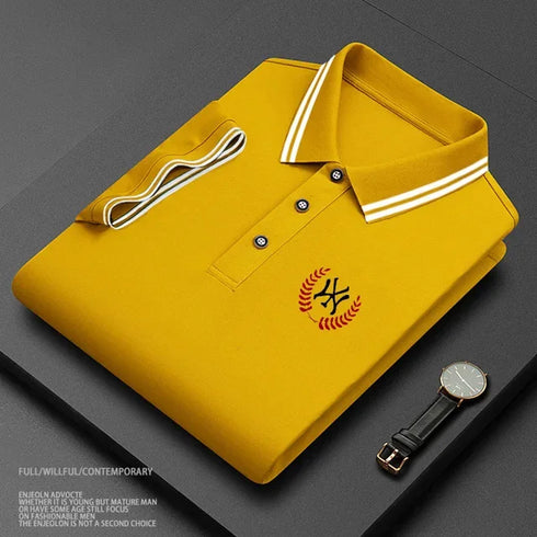 Men's High-End Pure Cotton Polo Shirt with Embroidery – Smart Casual Spring/Summer Fashion