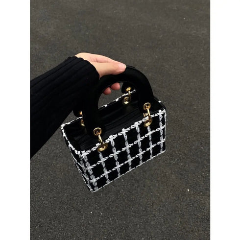 Women’s Woolen-Texture PU Leather Crossbody Tote Bag – Designer Diana Handbag