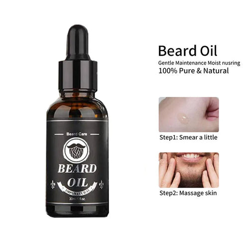 Beard Care Kit Beard Hair Enhancer Growth Thickening Activator Serum Beard Growth Oil, Beard Balm, Brush Comb Beard Growth Kit