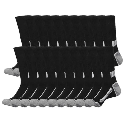30 Pairs Crew-Length Athletic Socks for Men - High-Tube Knit Polyester Casual Socks, Comfortable & Non-Slip Winter Essentials