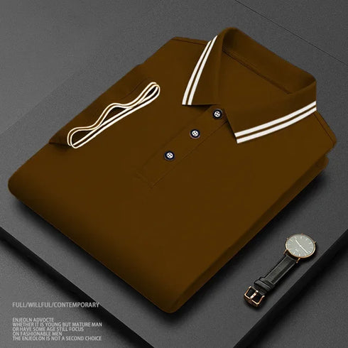 Men's High-End Pure Cotton Polo Shirt with Embroidery – Smart Casual Spring/Summer Fashion