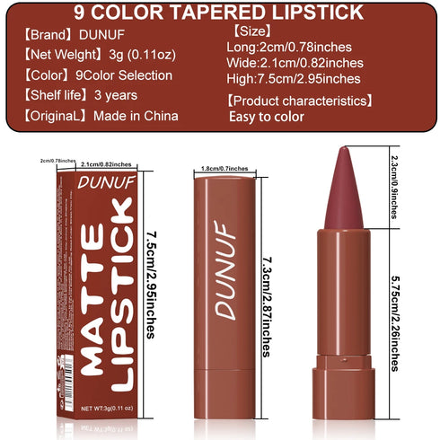 DUNUF Long-Lasting Matte Lipstick – Highly Pigmented, Lightweight & Smooth Application