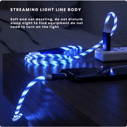 3-in-1 LED Flowing Light Charging USB Cable For IPhone Android Type-C