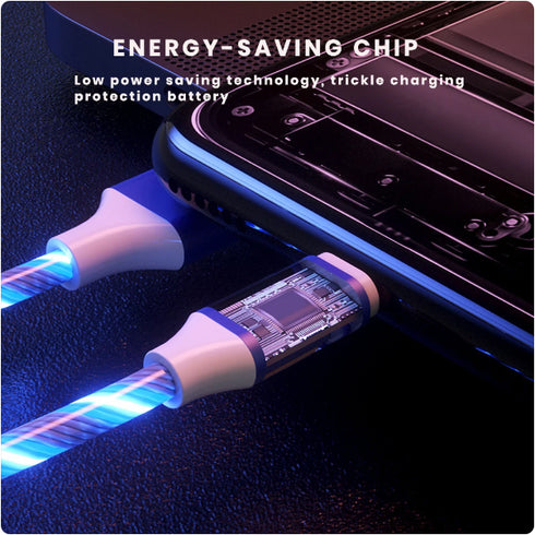 3-in-1 LED Flowing Light Charging USB Cable For IPhone Android Type-C