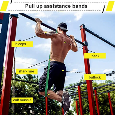 Latex Stretch Resistance Bands - Elastic Pull Up Assist Bands for Home Workout