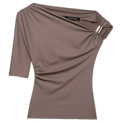 TRAF Spring/Summer Women’s Asymmetrical Tank Top – Sexy Tight-Fit Y2K-Inspired Camis in Yellow, Black, and Khaki, Medium Stretch Blended Polyester Fabric for Middle-Aged Women’s High Street Fashion