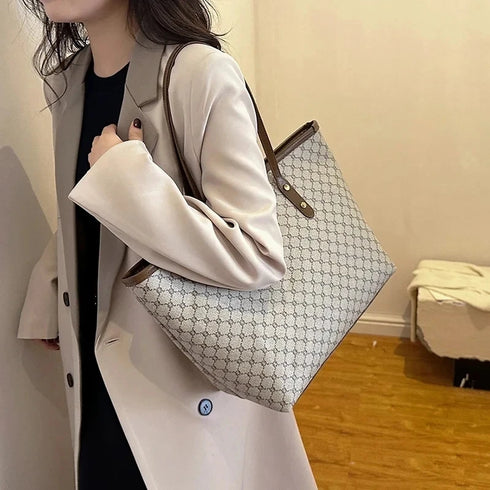 Large Capacity PU Leather Shoulder Tote Bag for Women – Versatile Everyday Handbag