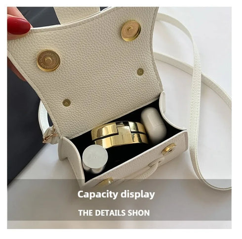 Women’s PU Leather Chain Shoulder Bag – Ribbon Buckle Square Crossbody Handbag for Parties