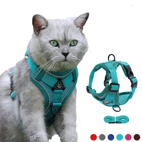 Escape Proof and Breathable Cat Harness with Leash – Reflective Easy Control for Outdoor Walk