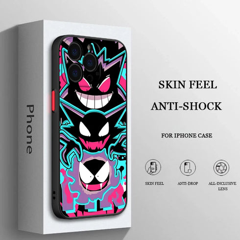 Pokémon Gengar For iPhone 15 Ultra 14 13 12 11 Mini XS XR X 8 7 Pro Max Plus Frosted Translucent Phone Case
