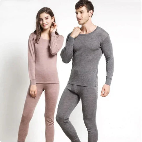 100% Merino Wool Base Layer Set for Men Women Merino Wool Thermal Underwear Set Long John Top and Bottom Winter Thicken Warm
