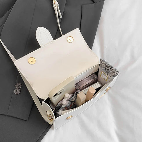 Unisex Small Square PU Leather Crossbody Bag – Versatile Single Shoulder Satchel for Spring 2025