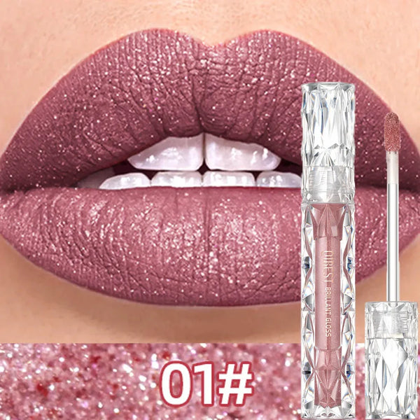QIBEST Diamond Glitter Liquid Lipstick – Long-Lasting, Moisturizing & Waterproof Shimmer Lip Gloss
