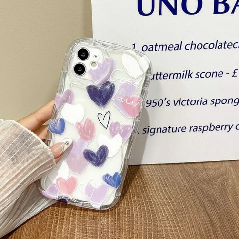 Couple’s Gradient Love Heart Silicone Phone Case | Stylish Protective Cover for iPhone 16 Pro, 15 Pro Max, 14, and More