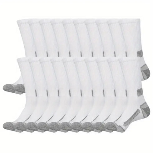 30 Pairs Crew-Length Athletic Socks for Men - High-Tube Knit Polyester Casual Socks, Comfortable & Non-Slip Winter Essentials