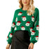 Women’s Christmas Santa Knit Sweater – Festive Long Sleeve Pullover with Furry Details