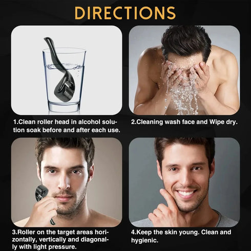 Natural Men Beard Growth Roller Kit Men's Beard Growth Oil Nourishing Enhancer Beard Oil Spray Anti Hair Loss With Beard Roller