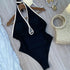 New One Piece Floral Halter Bandage Swimsuit-Women's Bathing Suit