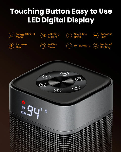 Electric Fan Heater with 3 Speed Settings and Portable Design (1200W-2000W)