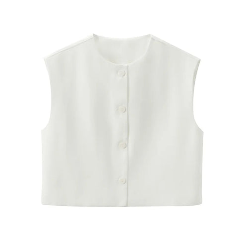 TRAF Women’s Korean-Inspired Solid Color Sleeveless Vest Top – Casual Regular-Length Tank Style Cardigan in Red, White, and Black with Non-Stretch Broadcloth Fabric for Junior Wardrobe