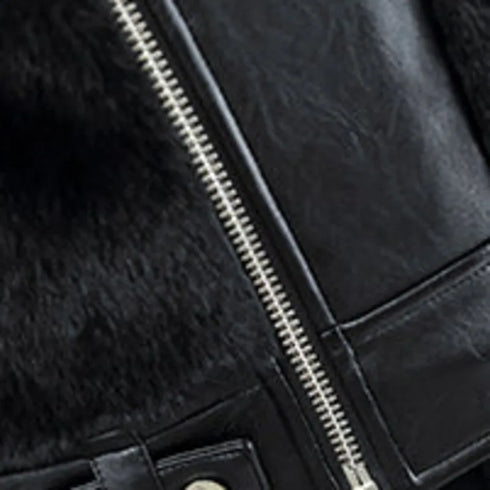 Men's Premium Faux Leather Motorcycle Jacket – Winter Warm Short Coat with Trendy Lapel Design