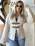 Women’s Retro Woolen Coat - Solid Beige V-Neck Long Sleeve Jacket with Belt Closure - Chic Streetwear for Winters