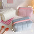 1 Pc Cute Plush Makeup Bag for Women Zipper Large Solid Color Cosmetic Bag Travel Make Up Toiletry Bag Washing Pouch