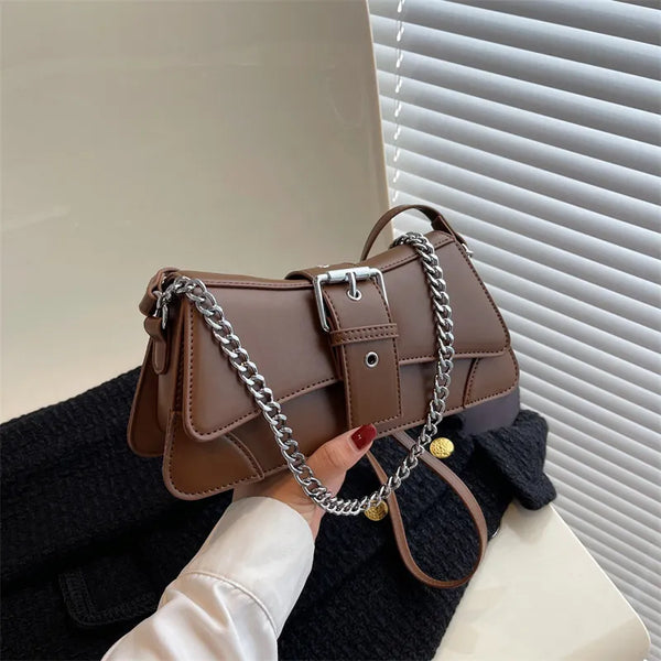 Small PU Leather Handbag-Luxury Brand Women's Chain Shoulder Bag