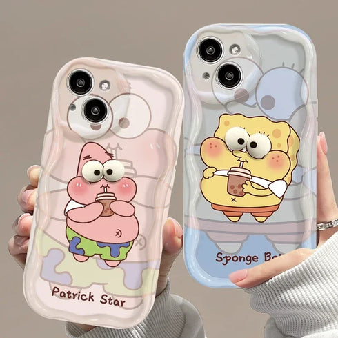 3D SpongeBobs Clear Case for iPhone - Soft TPU Cover for iPhone 15 14 11 XR XS X 8 7 6 6S