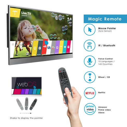 Soulaca 24" Smart Waterproof Magic Mirror TV for Bathroom(On Wall Model)