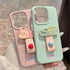 Korean Cute 3D Dog, Cat, and Rabbit Finger Ring Support Phone Case for iPhone - Full Coverage with Anti-Fingerprint & Non-Slip Features