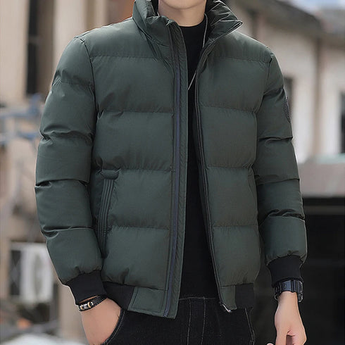 Men's Winter Thick Warm Parka – Stylish Cotton Windbreaker Jacket with Stand Collar