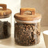 650/1100/1800ml Glass Food Storage Jar with Wooden Lid – Canister for Coffee, Tea, Grains & Snacks