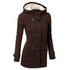 Women’s Hooded Cotton Winter Coat - Classic Cow Horn Button Jacket with Leather Buckle for Timeless Style