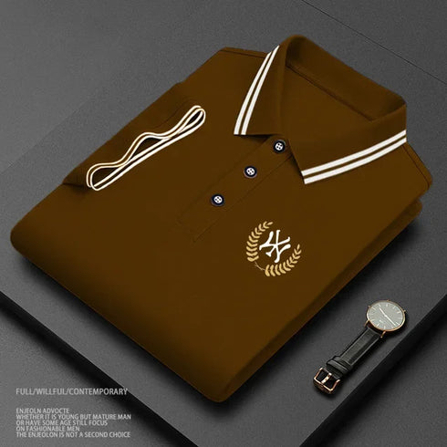Men's High-End Pure Cotton Polo Shirt with Embroidery – Smart Casual Spring/Summer Fashion