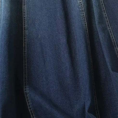 Women's Vintage Denim A-Line Skirt Dress - Mid-Calf Length Zippered Casual Spring Summer for Modern Elegance (2024 Edition)