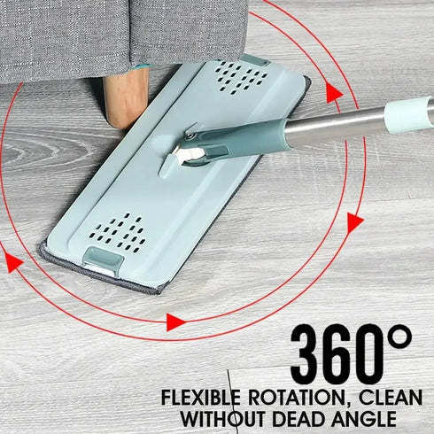 Hand-Free Flat Squeeze Mop with Bucket – Microfiber Pads for Wet/Dry Floor Cleaning