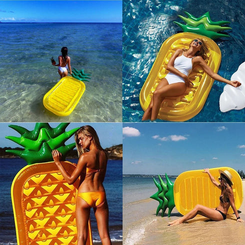 Pineapple Inflat Air Mattress-Foldable Floating Water Recliner Mats