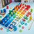 Montessori Wooden Math Puzzle Toy – Busy Board with Shapes, Colors, Counting & Fishing Game for Kids