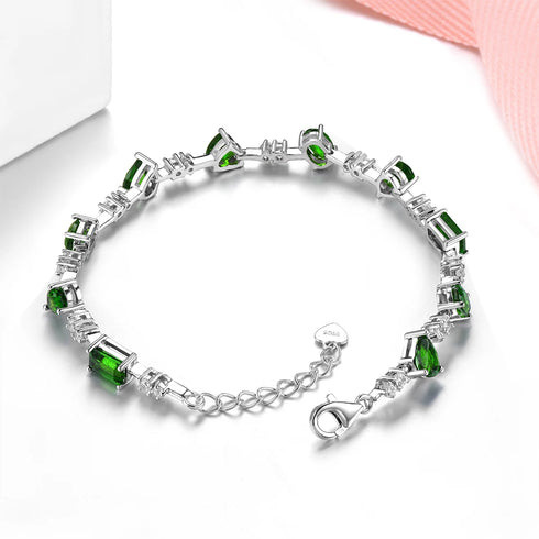 Natural Chrome Diopside Sterling Silver Bracelet – 5.2 Carats Gemstone Jewelry for Women